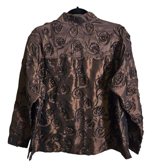 Scott Taylor Vintage Brown Textured Mixed Media Satiny Button-Up Shirt Size 1X - Picture 2 of 4